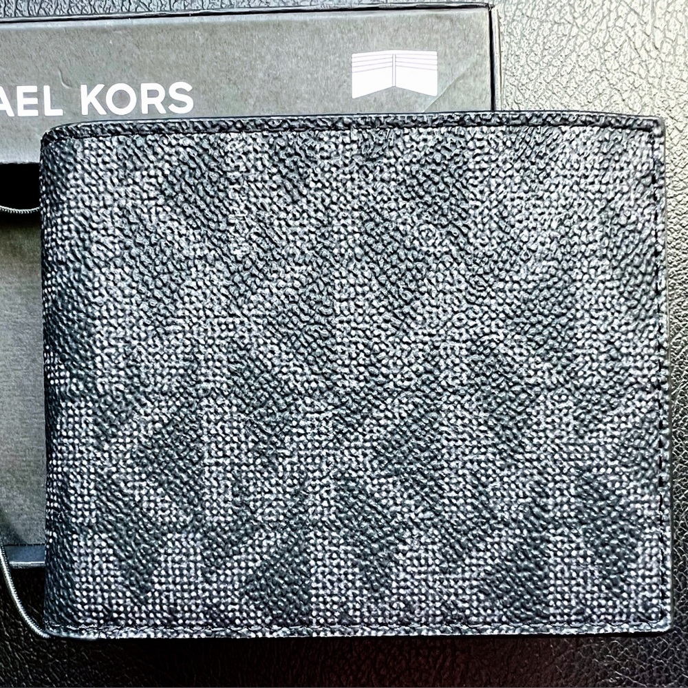 NWT MICHAEL KORS Men's Jet Set Slim Wallet / Bifold / Black Monogram